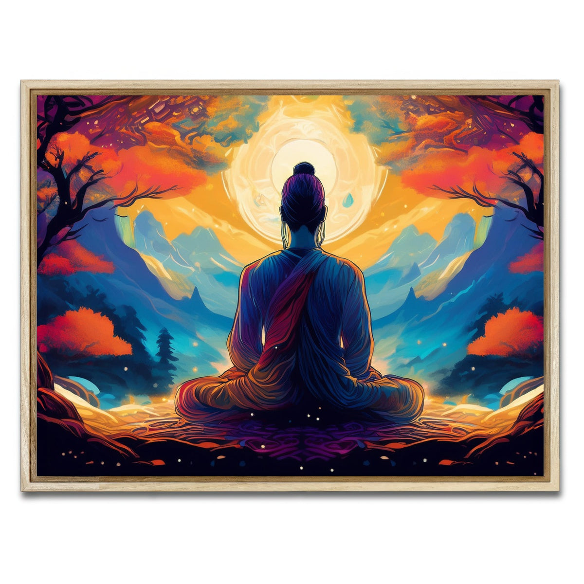 AUTO-MOCKUP WHITE | Meditation Painting | 1 Piece | Natural Framed Canvas | group=4x3
