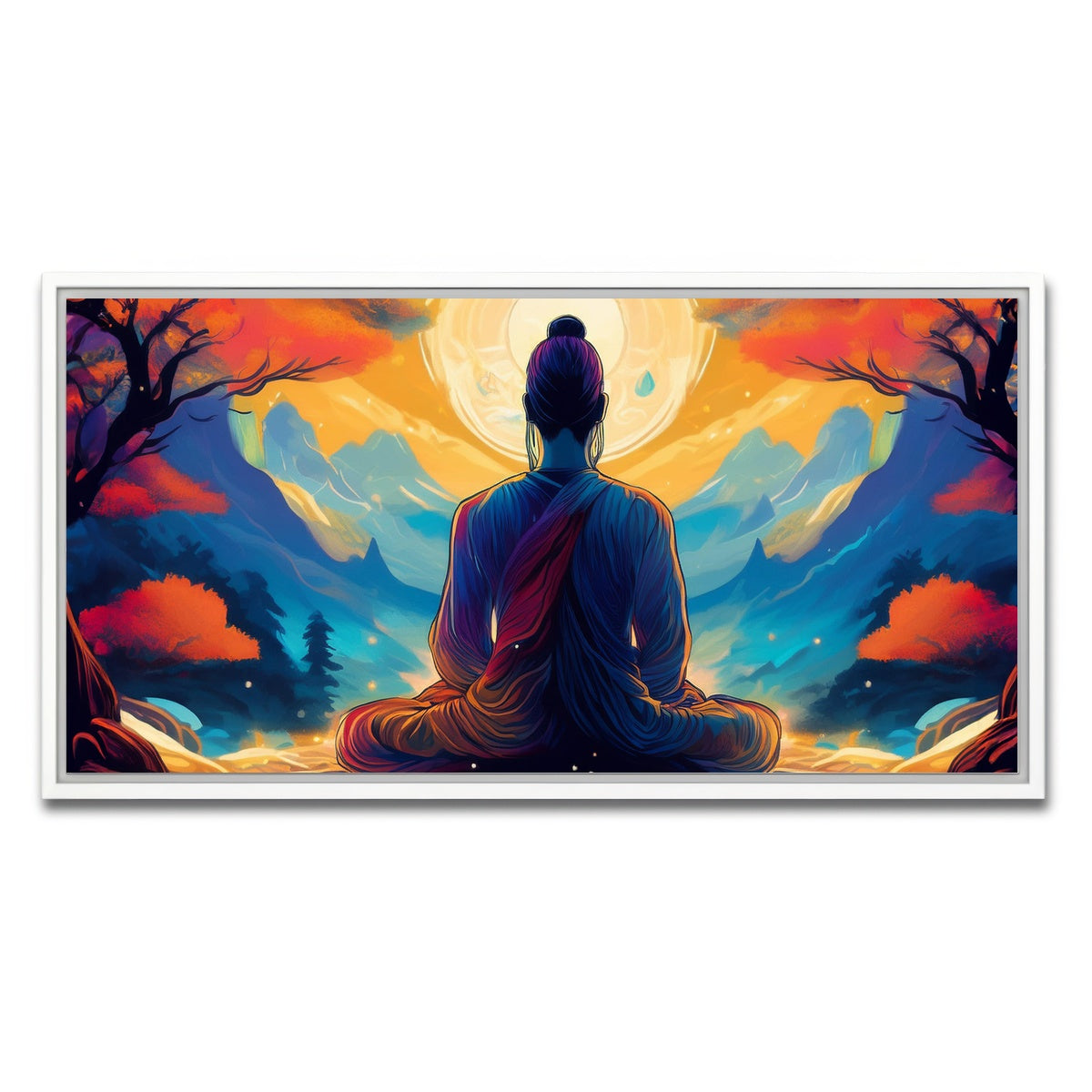 AUTO-MOCKUP WHITE | Meditation Painting | 1 Piece | White Framed Canvas | group=2x1