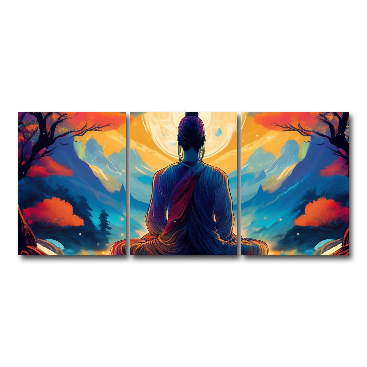 AUTO-MOCKUP WHITE | Meditation Painting | 3 Piece | Gallery Wrap Canvas | group=18x24