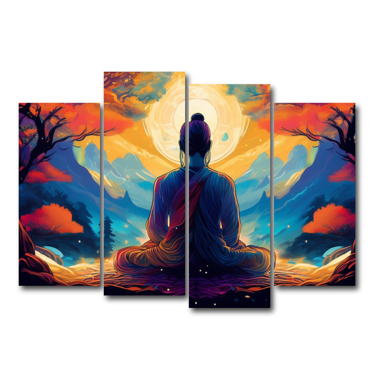 AUTO-MOCKUP WHITE | Meditation Painting | 4 Piece | Gallery Wrap Canvas | group=4_normal