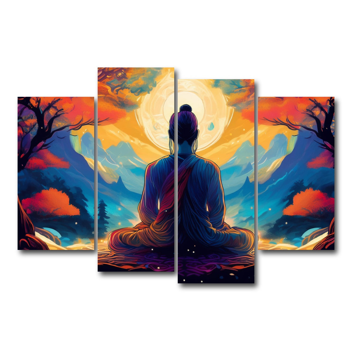AUTO-MOCKUP WHITE | Meditation Painting | 4 Piece | Gallery Wrap Canvas | group=4_short