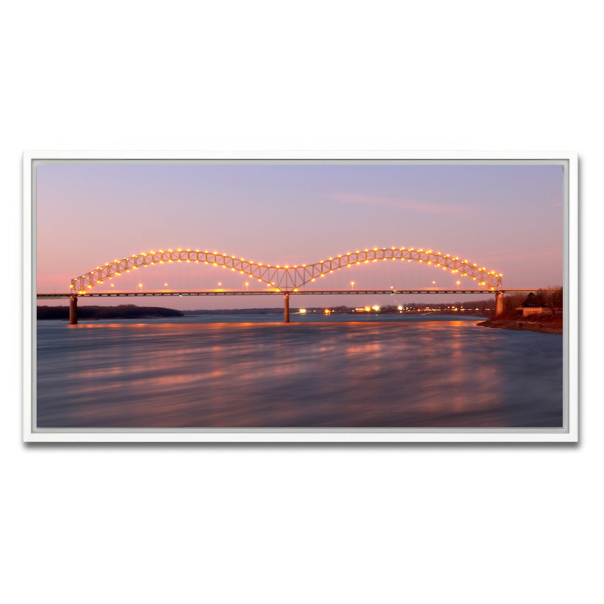 AUTO-MOCKUP WHITE | Memphis Arkansas Bridge | 1 Piece | White Framed Canvas | group=2x1