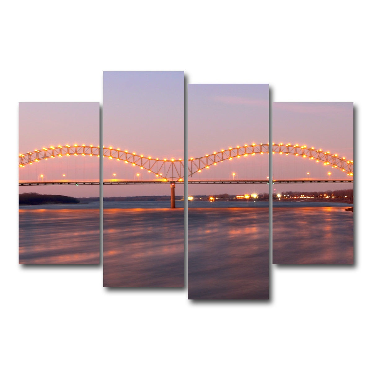AUTO-MOCKUP WHITE | Memphis Arkansas Bridge | 4 Piece | Gallery Wrap Canvas | group=4_short