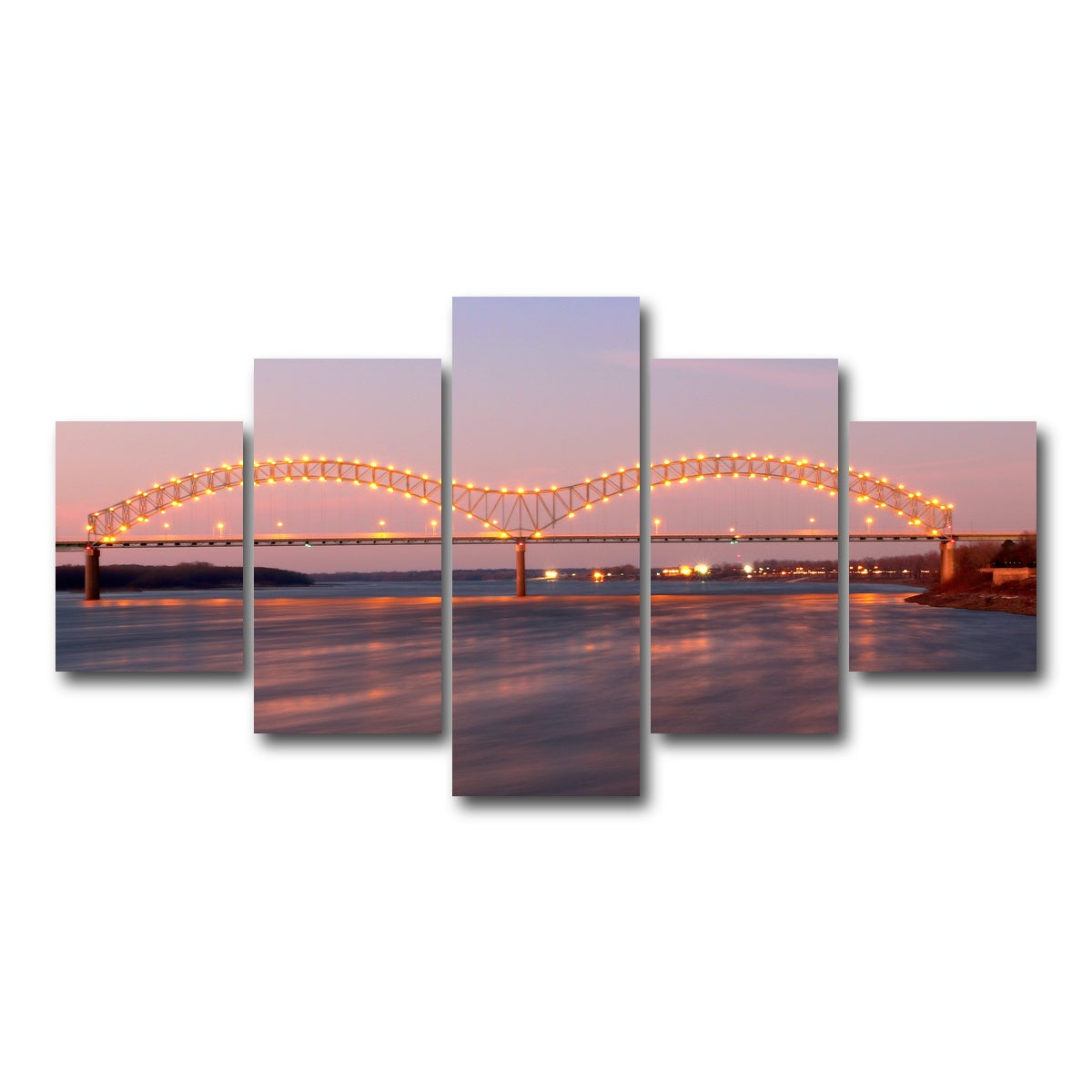 AUTO-MOCKUP WHITE | Memphis Arkansas Bridge | 5 Piece | Gallery Wrap Canvas | group=5_short