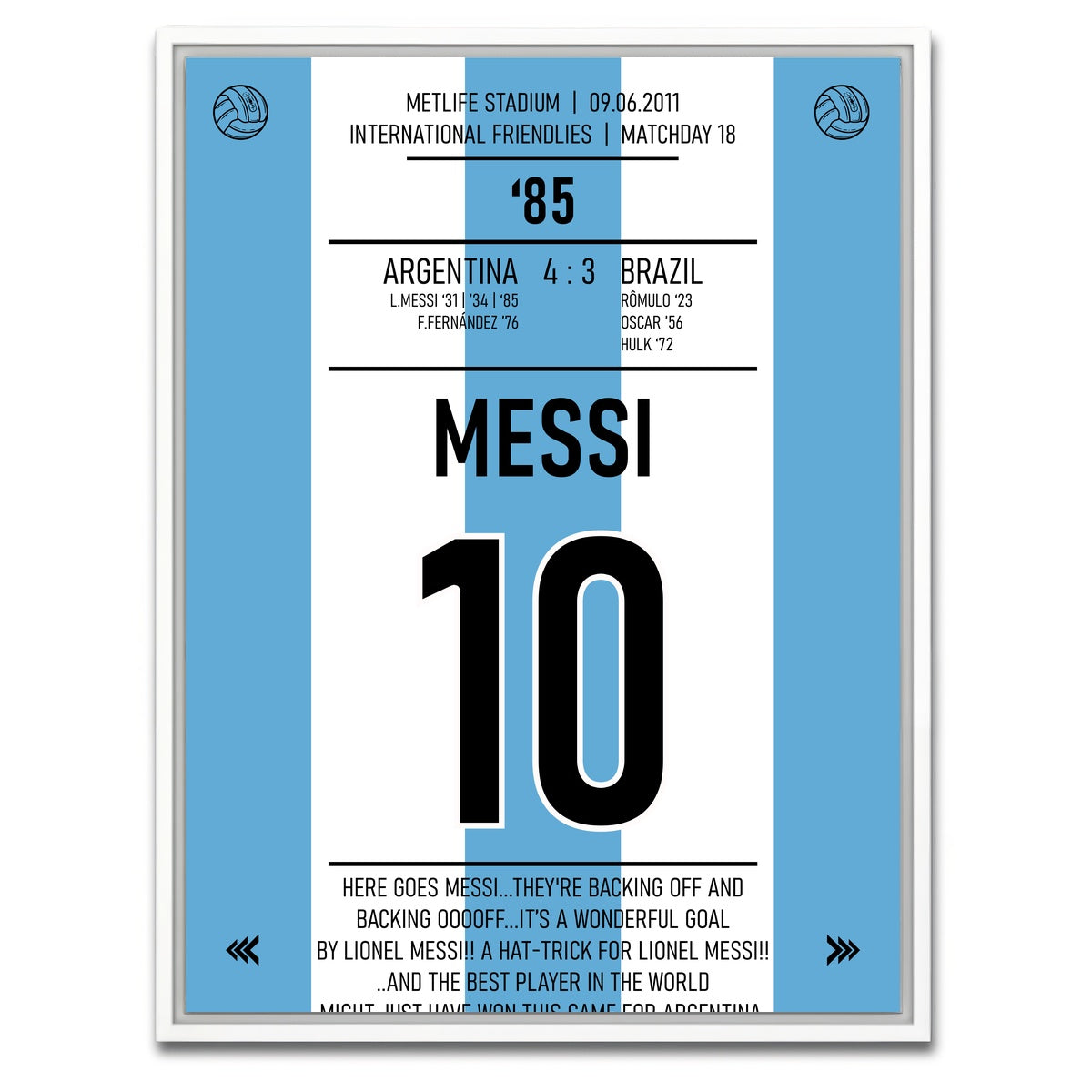 AUTO-MOCKUP WHITE | Messi Argentina | 1 Piece | White Framed Canvas | group=3x4