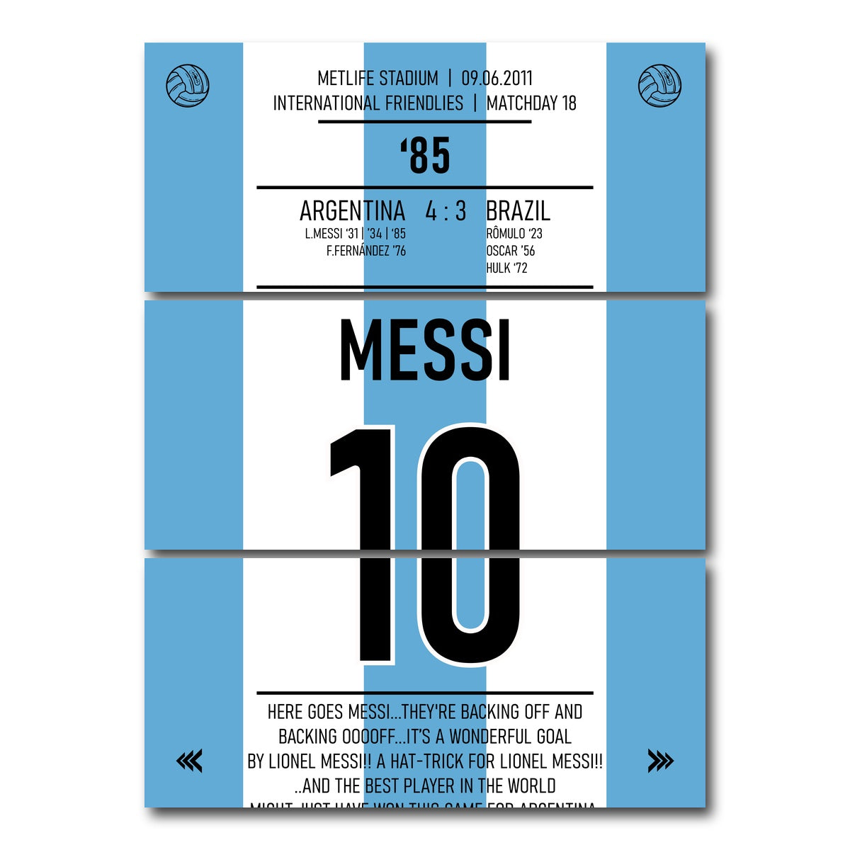 AUTO-MOCKUP WHITE | Messi Argentina | 3 Piece | Gallery Wrap Canvas | group=8x18_stacked