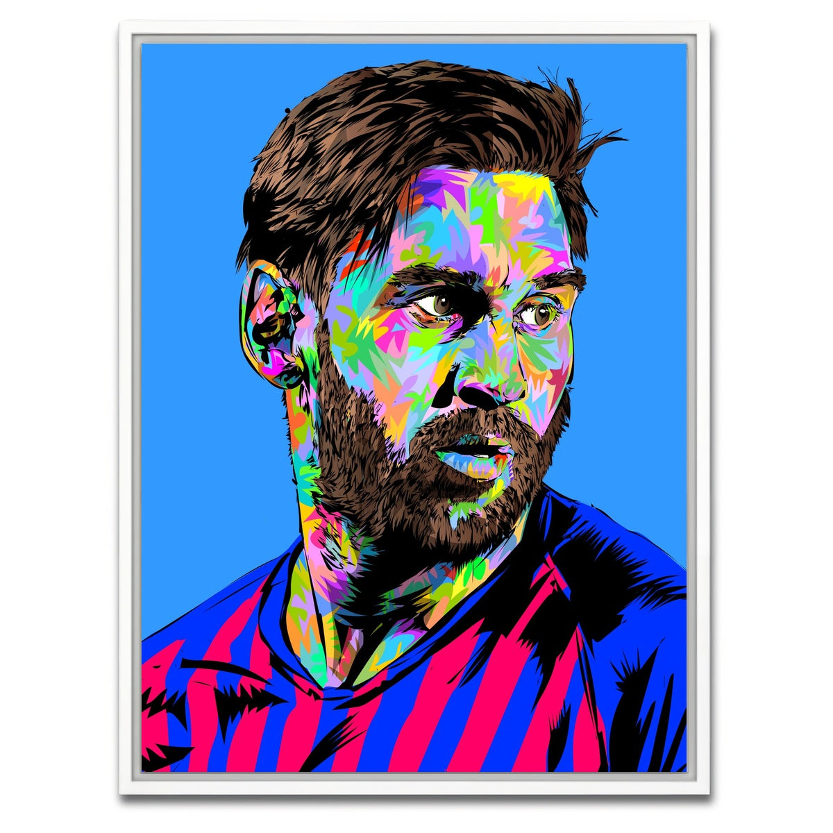 AUTO-MOCKUP WHITE | Messi In Blue | 1 Piece | White Framed Canvas | group=3x4