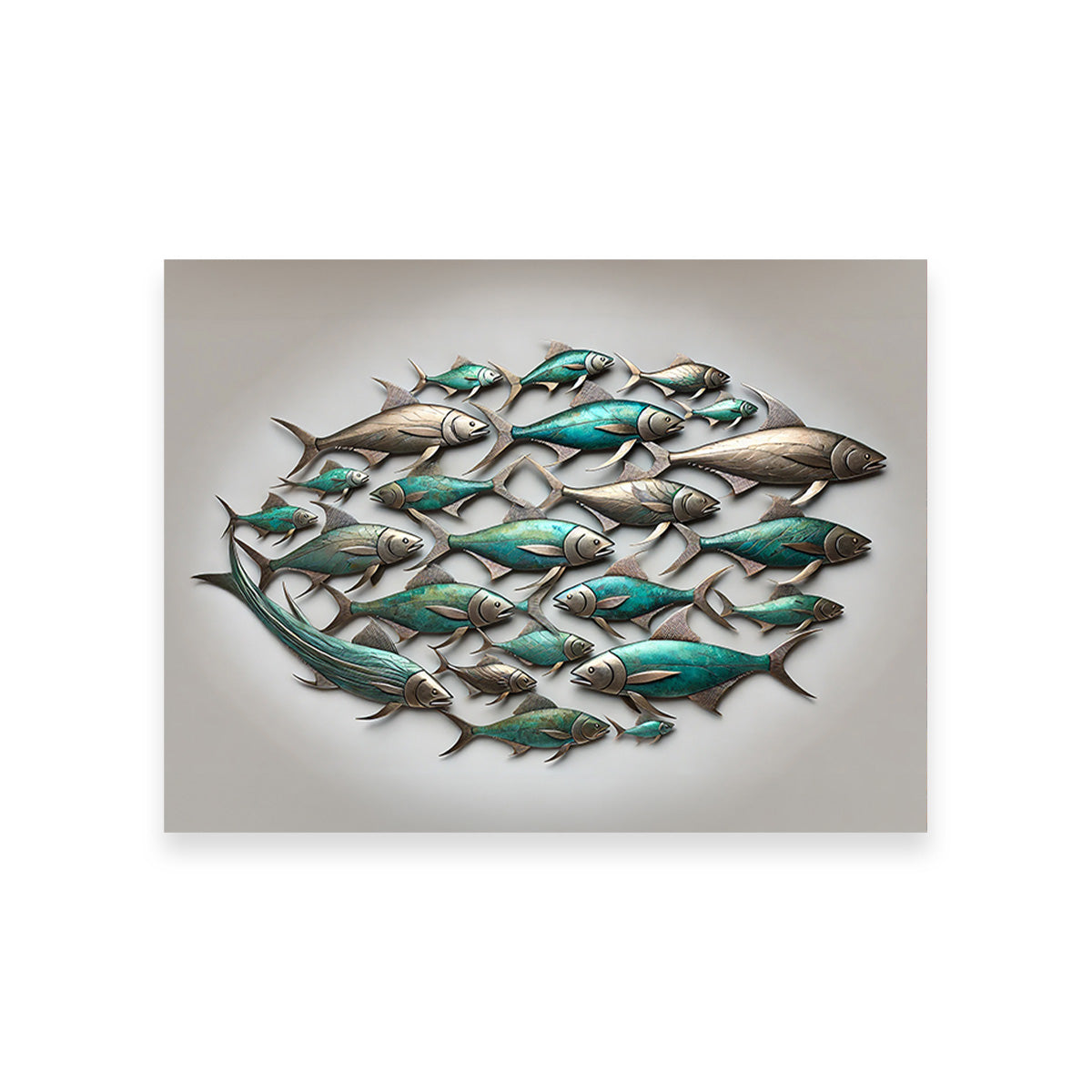 Metal Artwork of Group of Fish