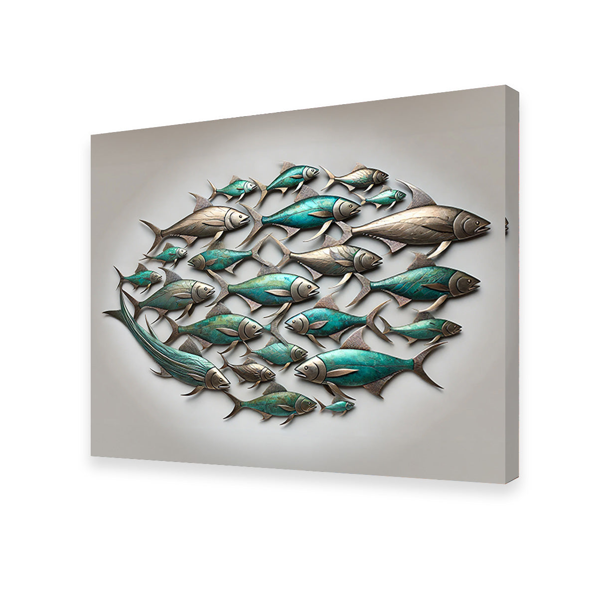 Metal Artwork of Group of Fish