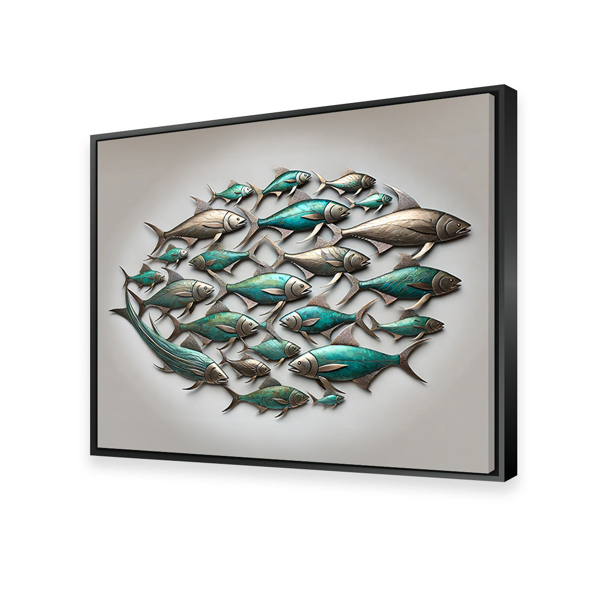 Metal Artwork of Group of Fish