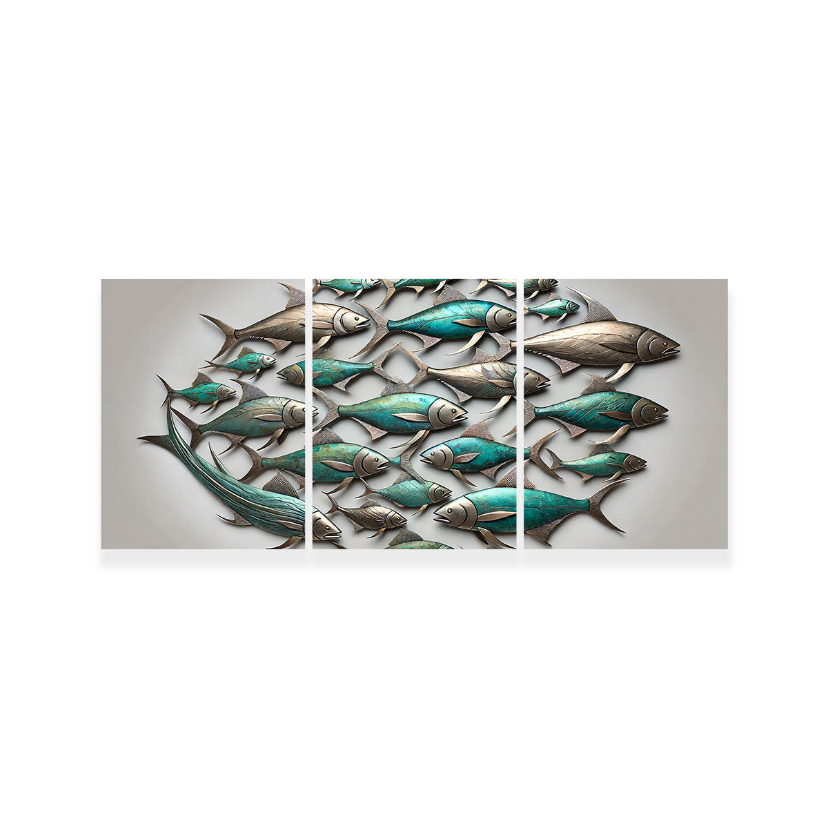 Metal Artwork of Group of Fish