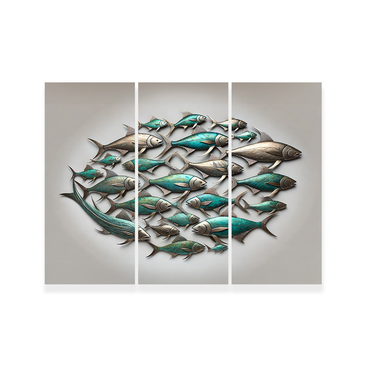 Metal Artwork of Group of Fish