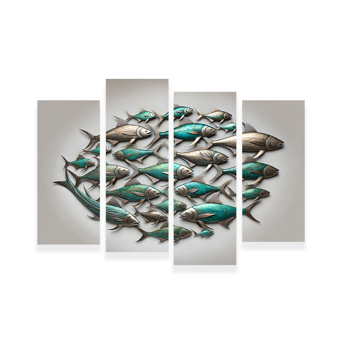 Metal Artwork of Group of Fish