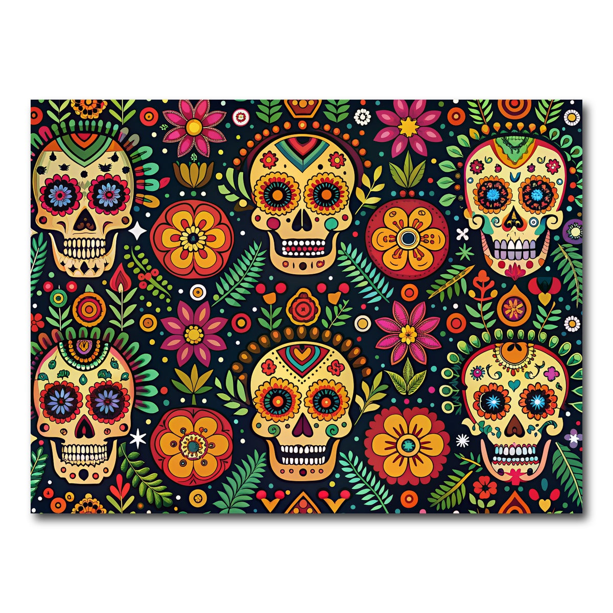 AUTO-MOCKUP WHITE | Mexican ethnic pattern | 1 Piece | Gallery Wrap Canvas | group=4x3