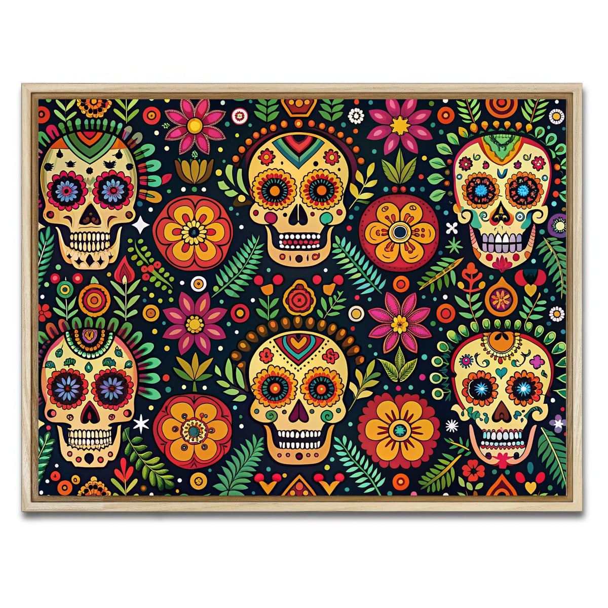 AUTO-MOCKUP WHITE | Mexican ethnic pattern | 1 Piece | Natural Framed Canvas | group=4x3