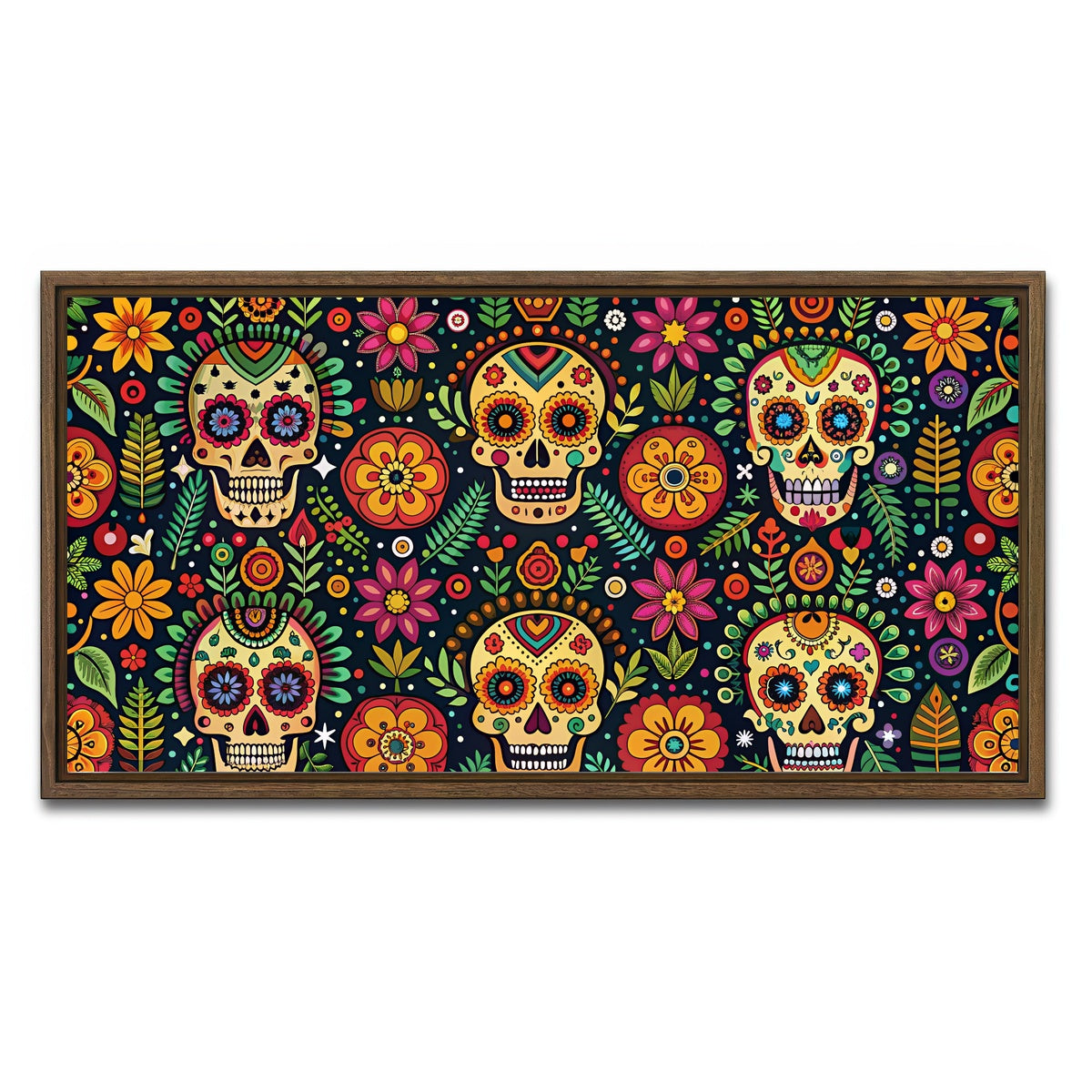 AUTO-MOCKUP WHITE | Mexican ethnic pattern | 1 Piece | Walnut Framed Canvas | group=2x1