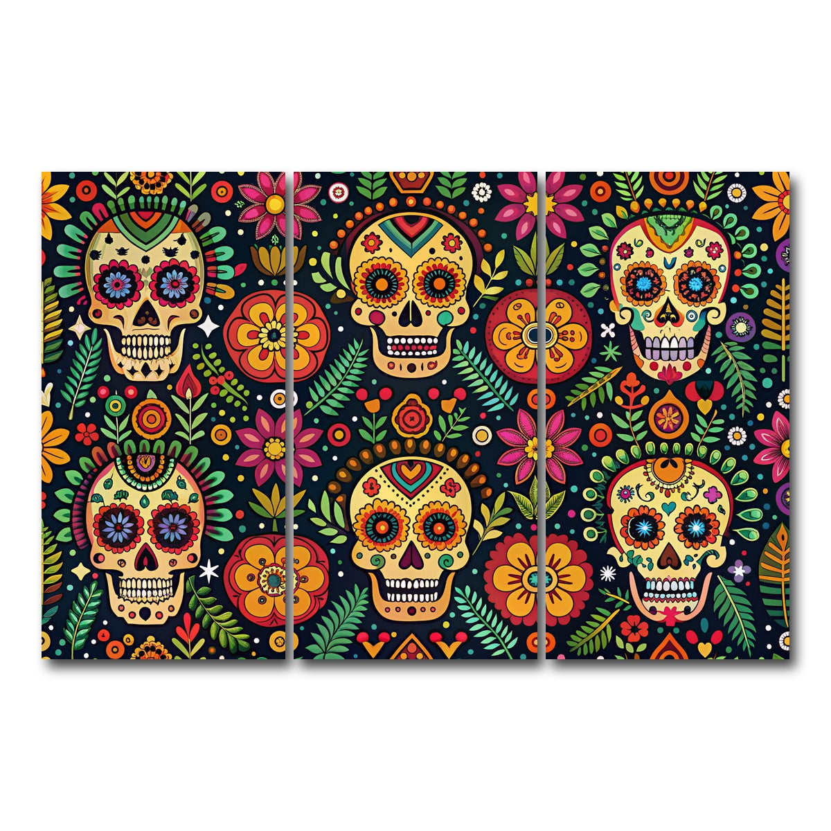 AUTO-MOCKUP WHITE | Mexican ethnic pattern | 3 Piece | Gallery Wrap Canvas | group=12x24