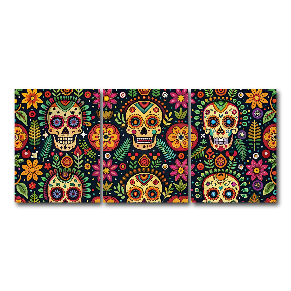 AUTO-MOCKUP WHITE | Mexican ethnic pattern | 3 Piece | Gallery Wrap Canvas | group=18x24
