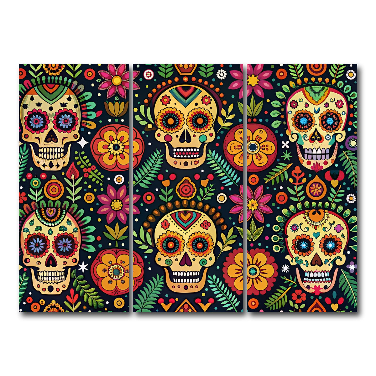 AUTO-MOCKUP WHITE | Mexican ethnic pattern | 3 Piece | Gallery Wrap Canvas | group=8x18