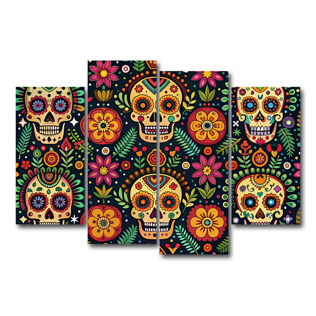 AUTO-MOCKUP WHITE | Mexican ethnic pattern | 4 Piece | Gallery Wrap Canvas | group=4_short