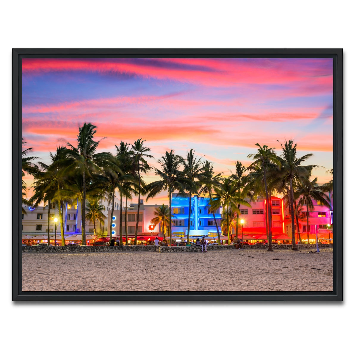 AUTO-MOCKUP WHITE | Miami Beach Ocean Drive | 1 Piece | Black Framed Canvas | group=4x3
