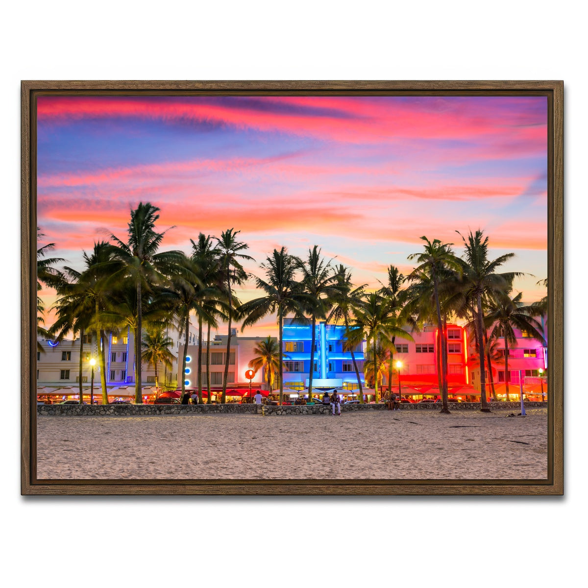 AUTO-MOCKUP WHITE | Miami Beach Ocean Drive | 1 Piece | Walnut Framed Canvas | group=4x3