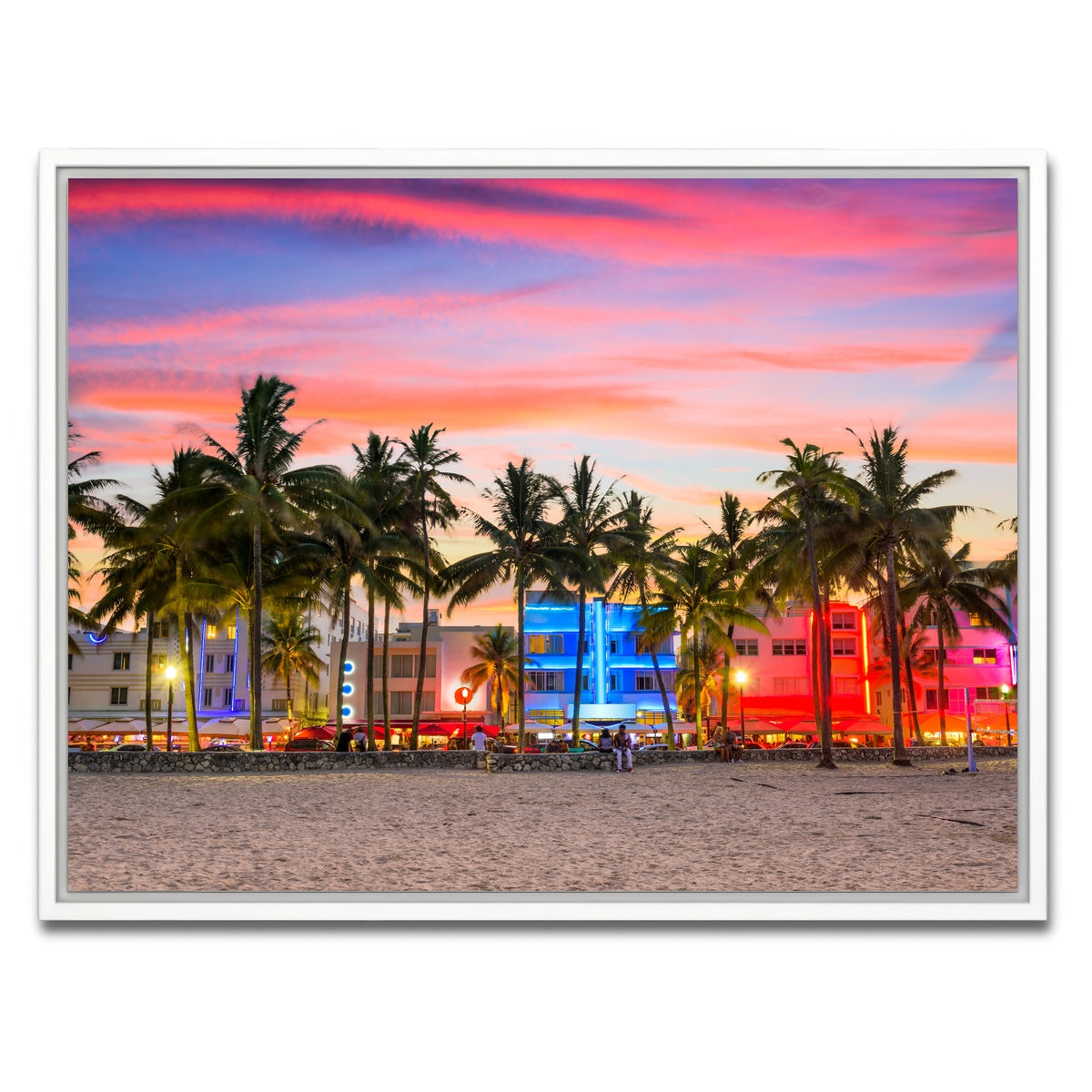 AUTO-MOCKUP WHITE | Miami Beach Ocean Drive | 1 Piece | White Framed Canvas | group=4x3