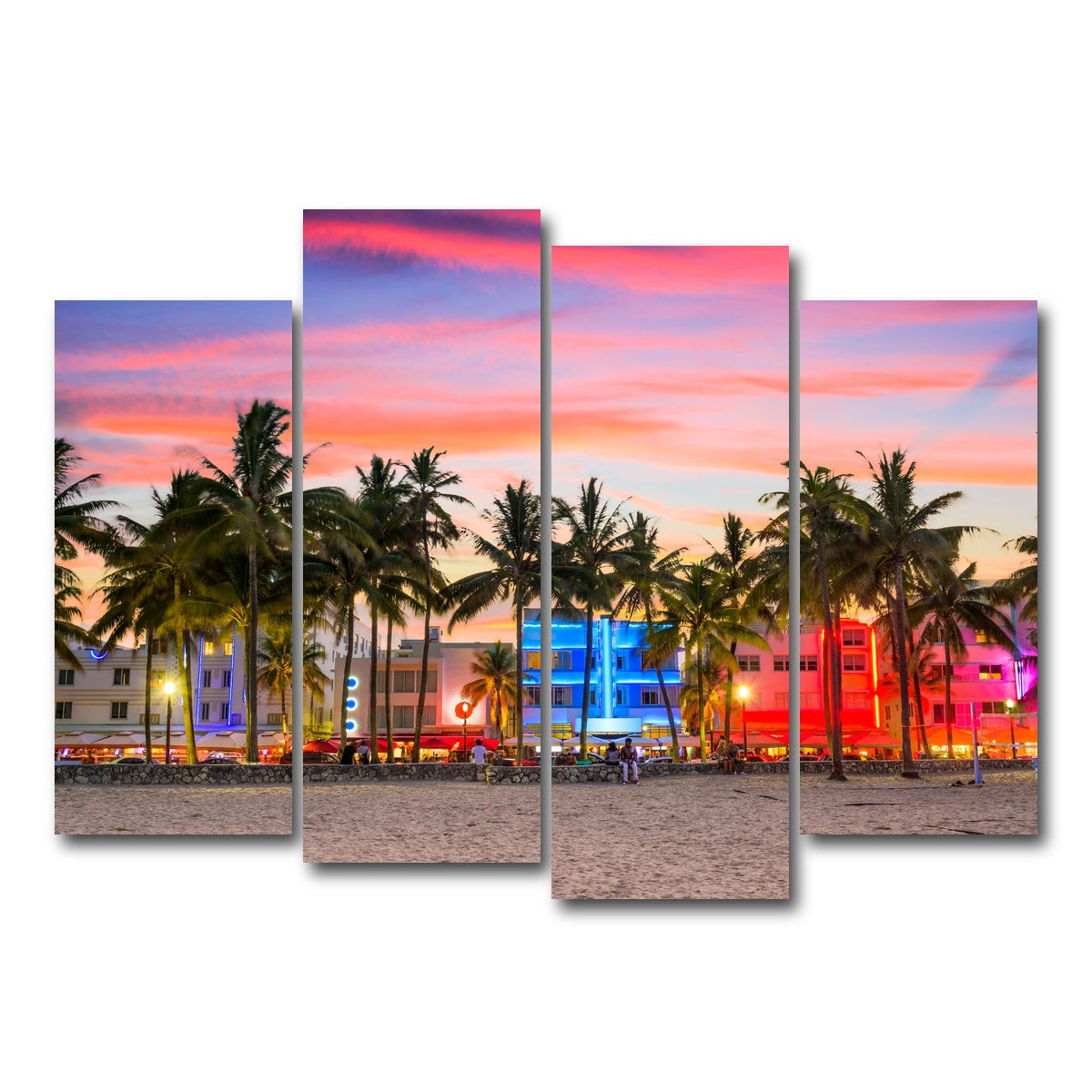 AUTO-MOCKUP WHITE | Miami Beach Ocean Drive | 4 Piece | Gallery Wrap Canvas | group=4_normal