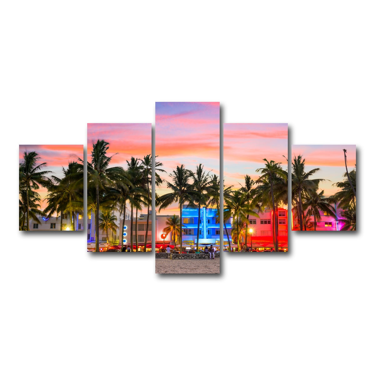 AUTO-MOCKUP WHITE | Miami Beach Ocean Drive | 5 Piece | Gallery Wrap Canvas | group=5_short
