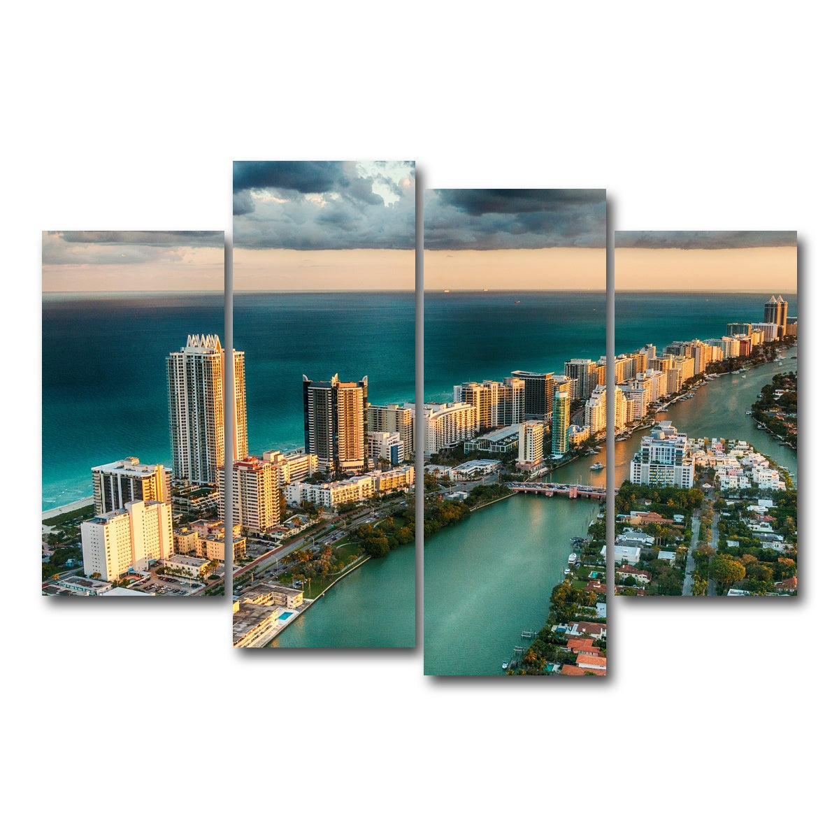 AUTO-MOCKUP WHITE | Miami Beach skyline | 4 Piece | Gallery Wrap Canvas | group=4_short
