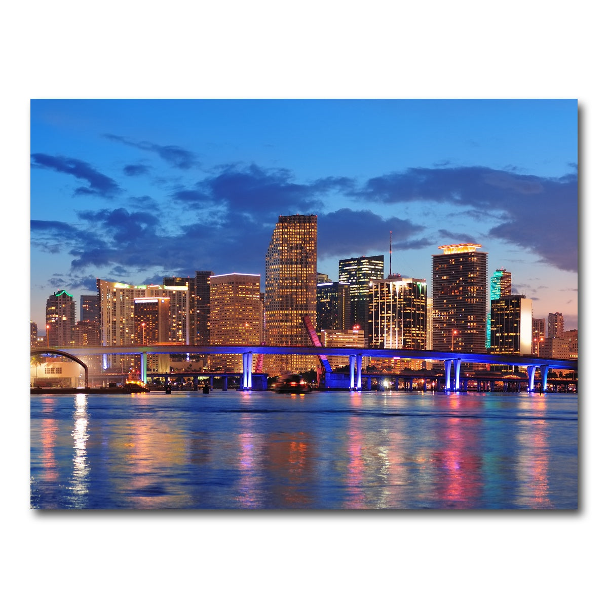 AUTO-MOCKUP WHITE | Miami Night Skyline | 1 Piece | Gallery Wrap Canvas | group=4x3