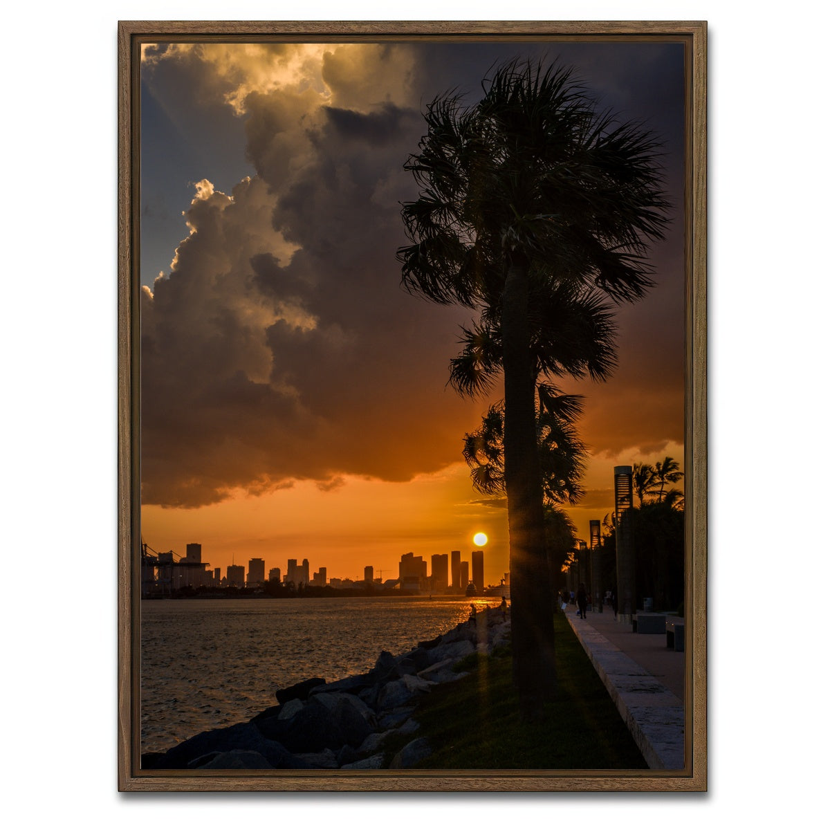 AUTO-MOCKUP WHITE | Miami Sunset | 1 Piece | Walnut Framed Canvas | group=3x4