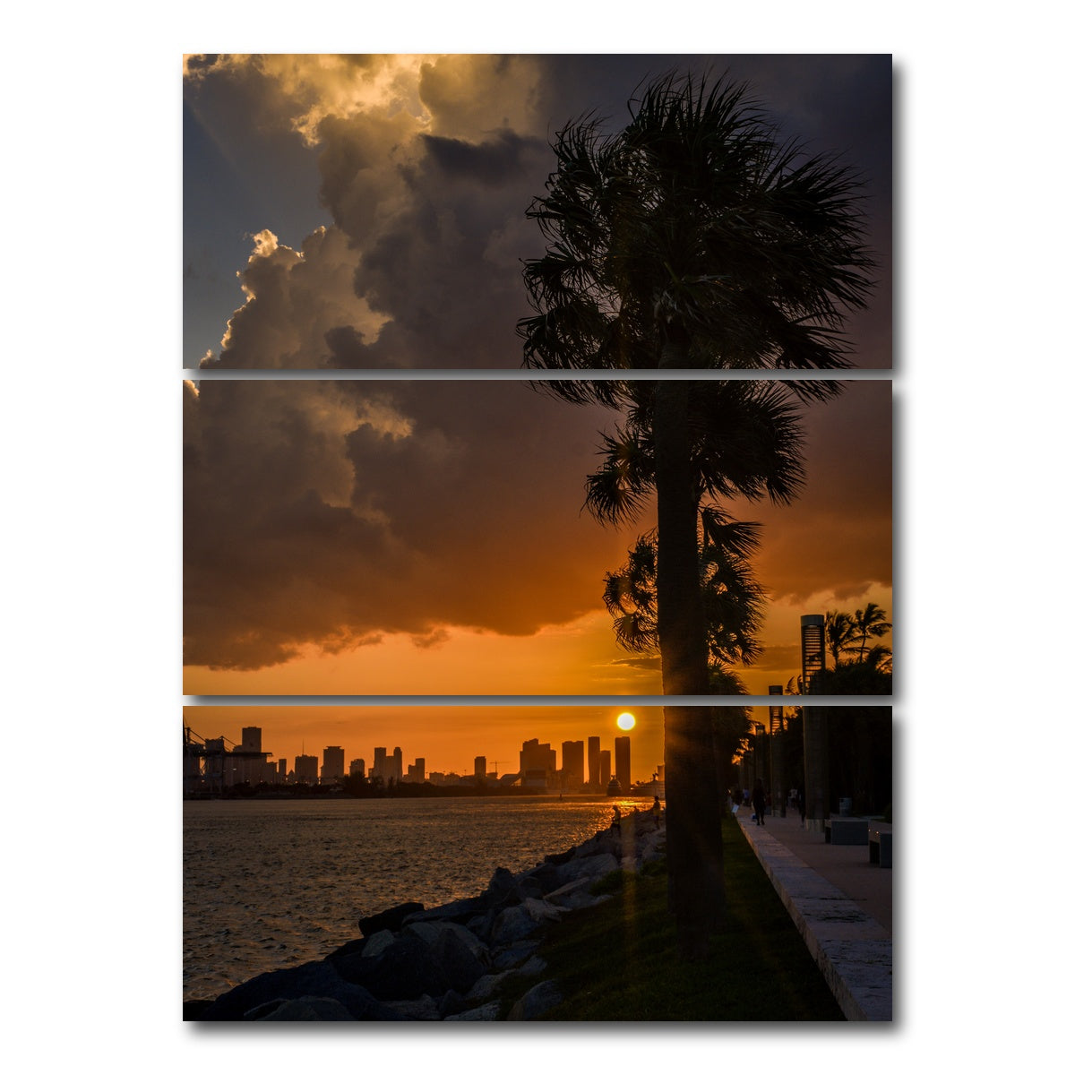 AUTO-MOCKUP WHITE | Miami Sunset | 3 Piece | Gallery Wrap Canvas | group=8x18_stacked