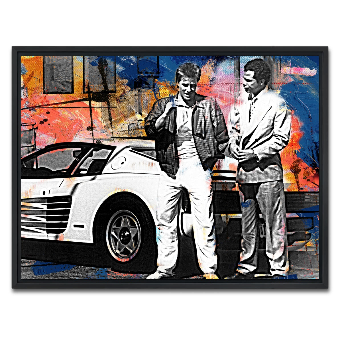 AUTO-MOCKUP WHITE | Miami Vice-Ferrari | 1 Piece | Black Framed Canvas | group=4x3