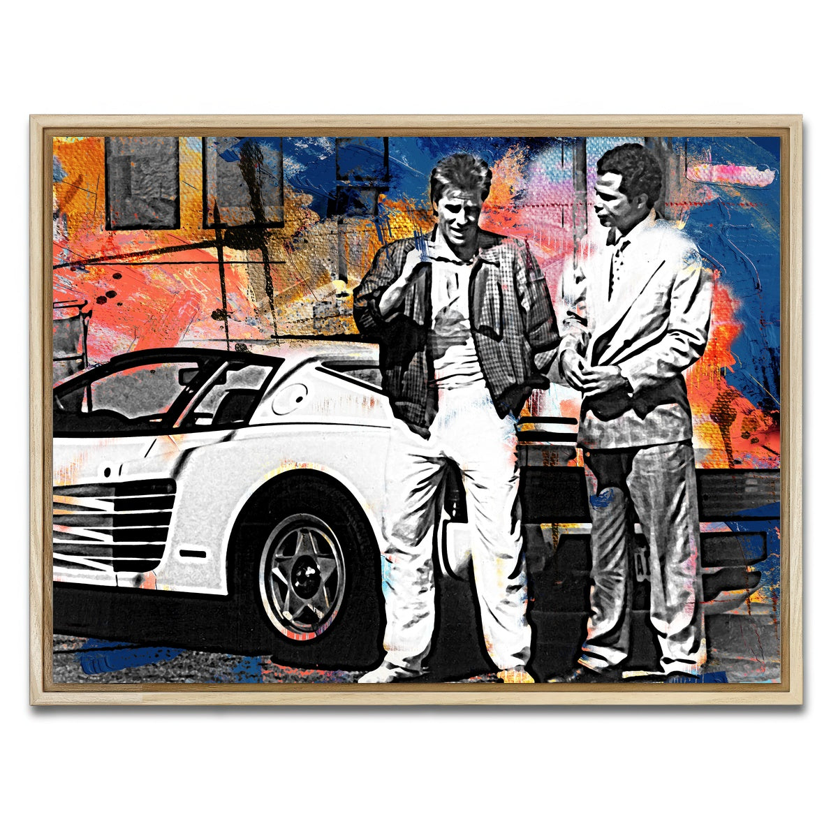 AUTO-MOCKUP WHITE | Miami Vice-Ferrari | 1 Piece | Natural Framed Canvas | group=4x3