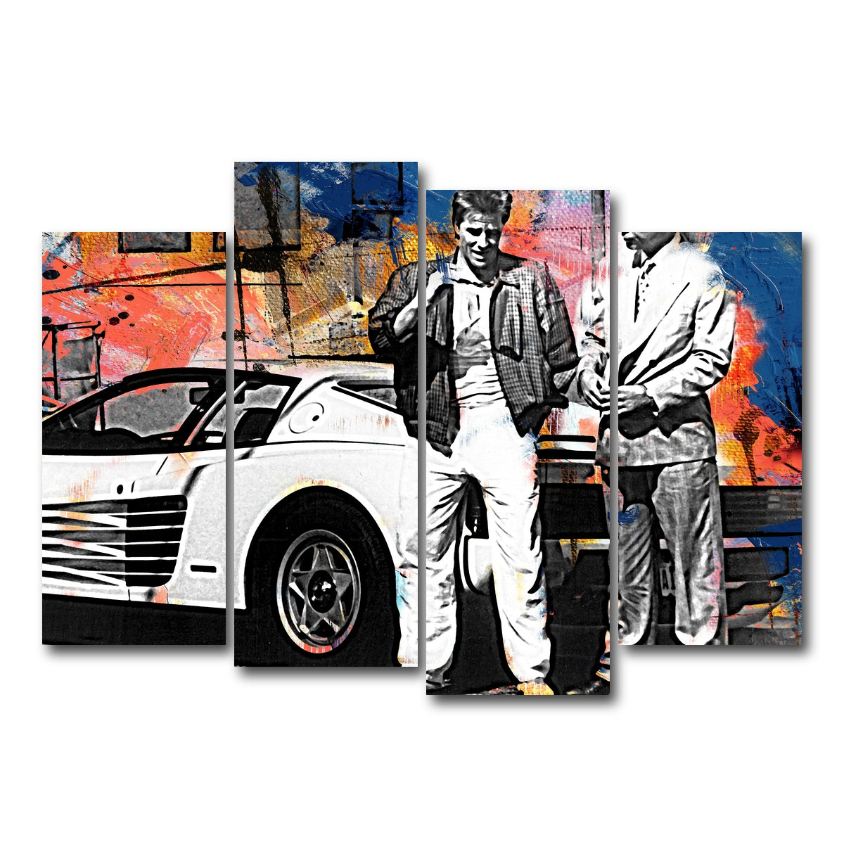 AUTO-MOCKUP WHITE | Miami Vice-Ferrari | 4 Piece | Gallery Wrap Canvas | group=4_normal