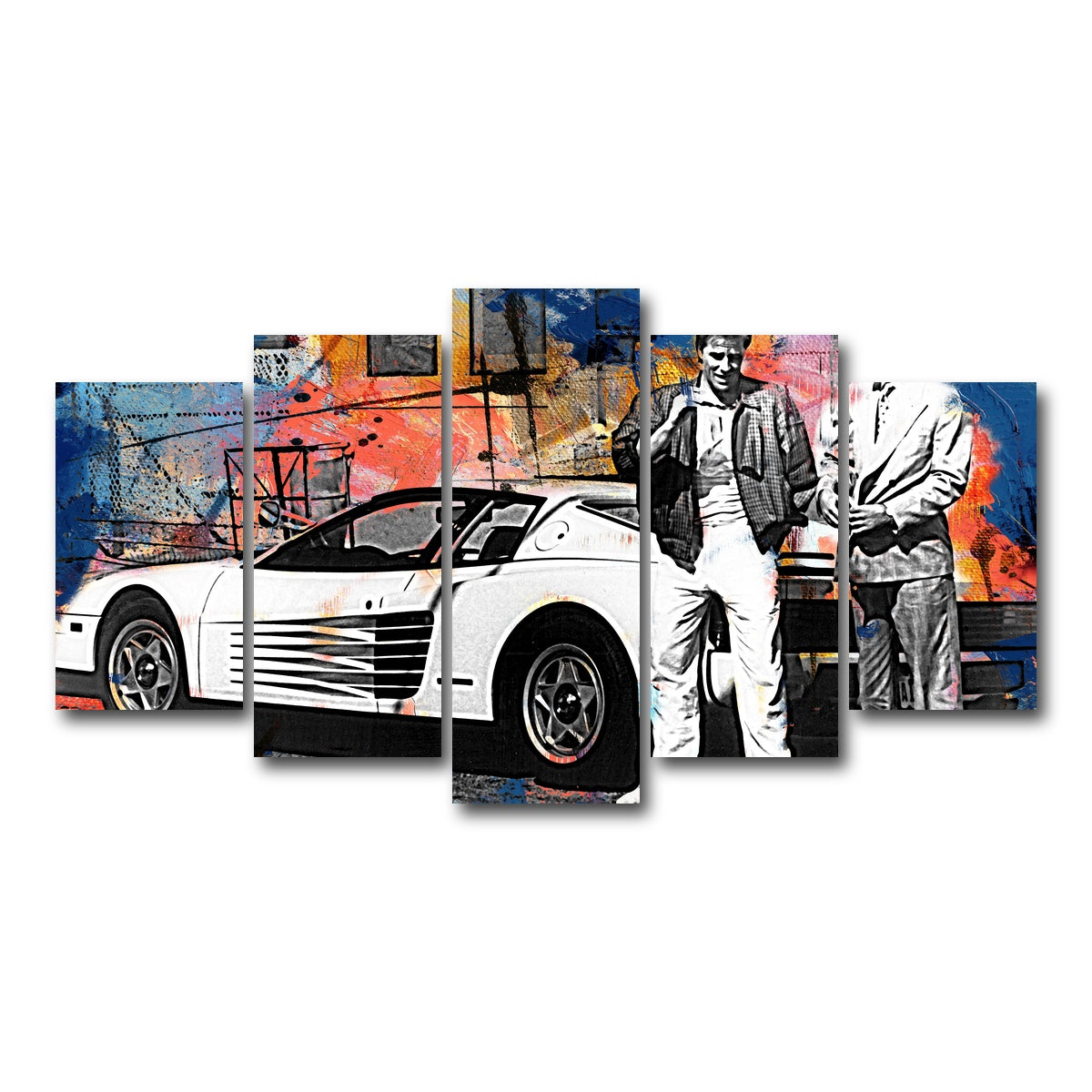 AUTO-MOCKUP WHITE | Miami Vice-Ferrari | 5 Piece | Gallery Wrap Canvas | group=5_normal