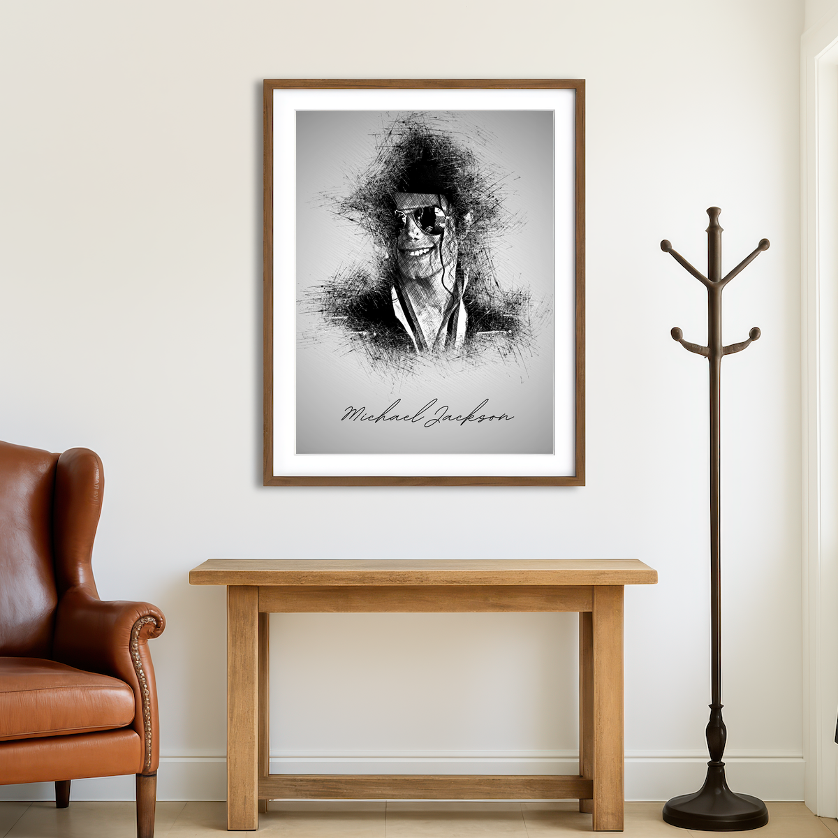 AUTO-MOCKUP ROOM | Michael Jackson Sketch Wall Art