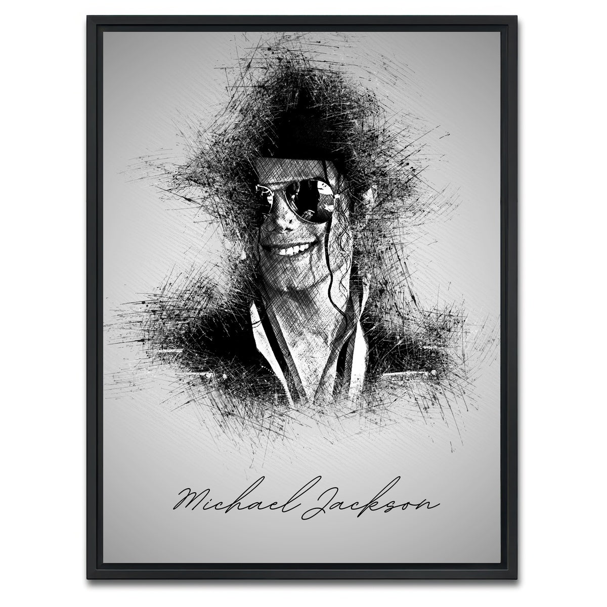 AUTO-MOCKUP WHITE | Michael Jackson Sketch | 1 Piece | Black Framed Canvas | group=3x4