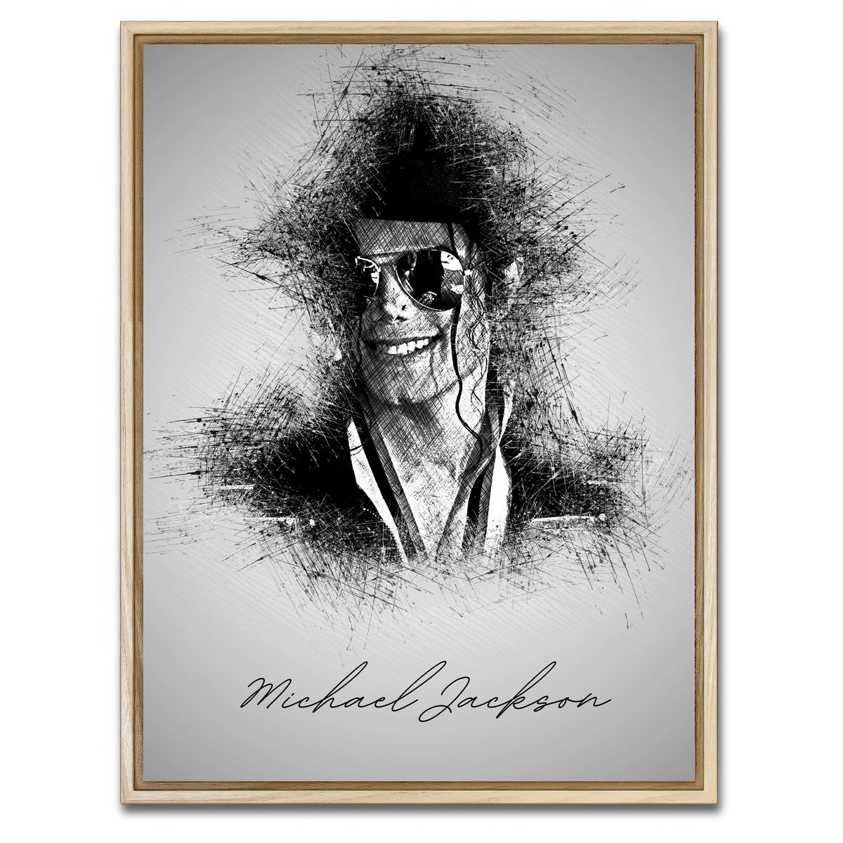 AUTO-MOCKUP WHITE | Michael Jackson Sketch | 1 Piece | Natural Framed Canvas | group=3x4