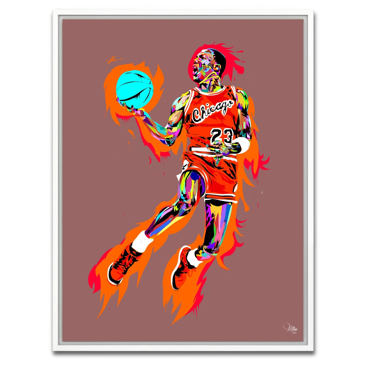 AUTO-MOCKUP WHITE | Michael Jordan Fire | 1 Piece | White Framed Canvas | group=3x4