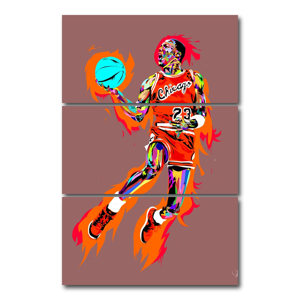 AUTO-MOCKUP WHITE | Michael Jordan Fire | 3 Piece | Gallery Wrap Canvas | group=12x24_stacked