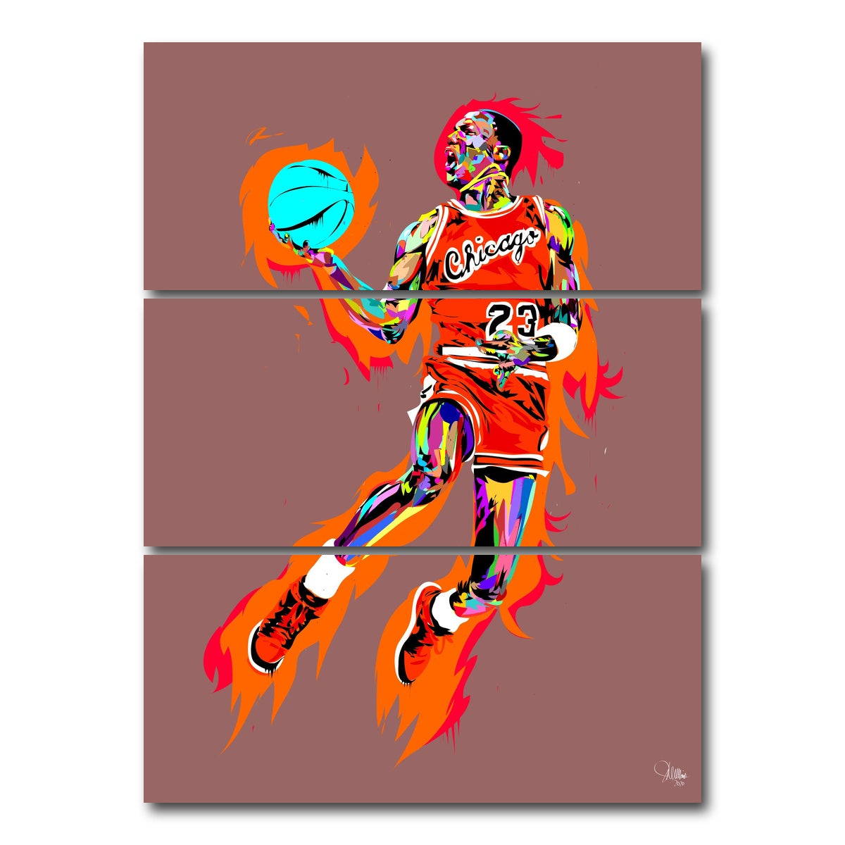 AUTO-MOCKUP WHITE | Michael Jordan Fire | 3 Piece | Gallery Wrap Canvas | group=8x18_stacked
