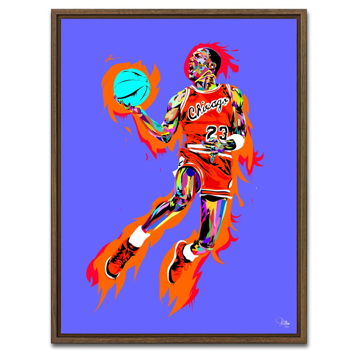 AUTO-MOCKUP WHITE | Michael Jordan Purple | 1 Piece | Walnut Framed Canvas | group=3x4