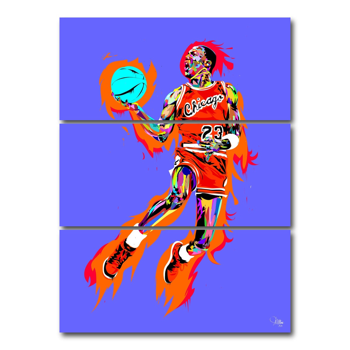 AUTO-MOCKUP WHITE | Michael Jordan Purple | 3 Piece | Gallery Wrap Canvas | group=8x18_stacked