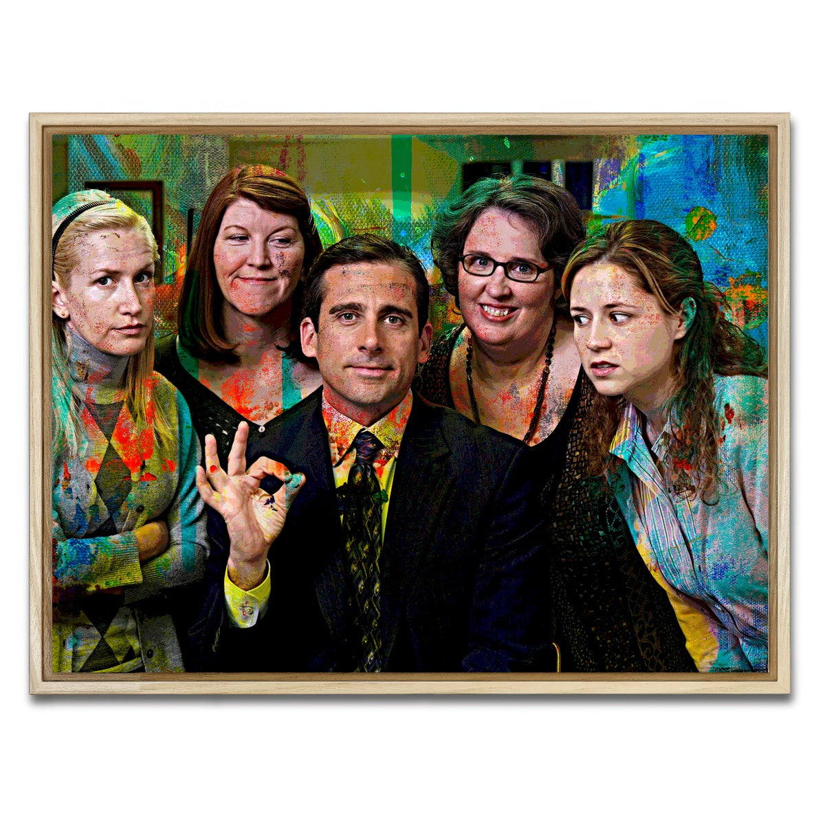 AUTO-MOCKUP WHITE | Michael & The Office Ladies | 1 Piece | Natural Framed Canvas | group=4x3