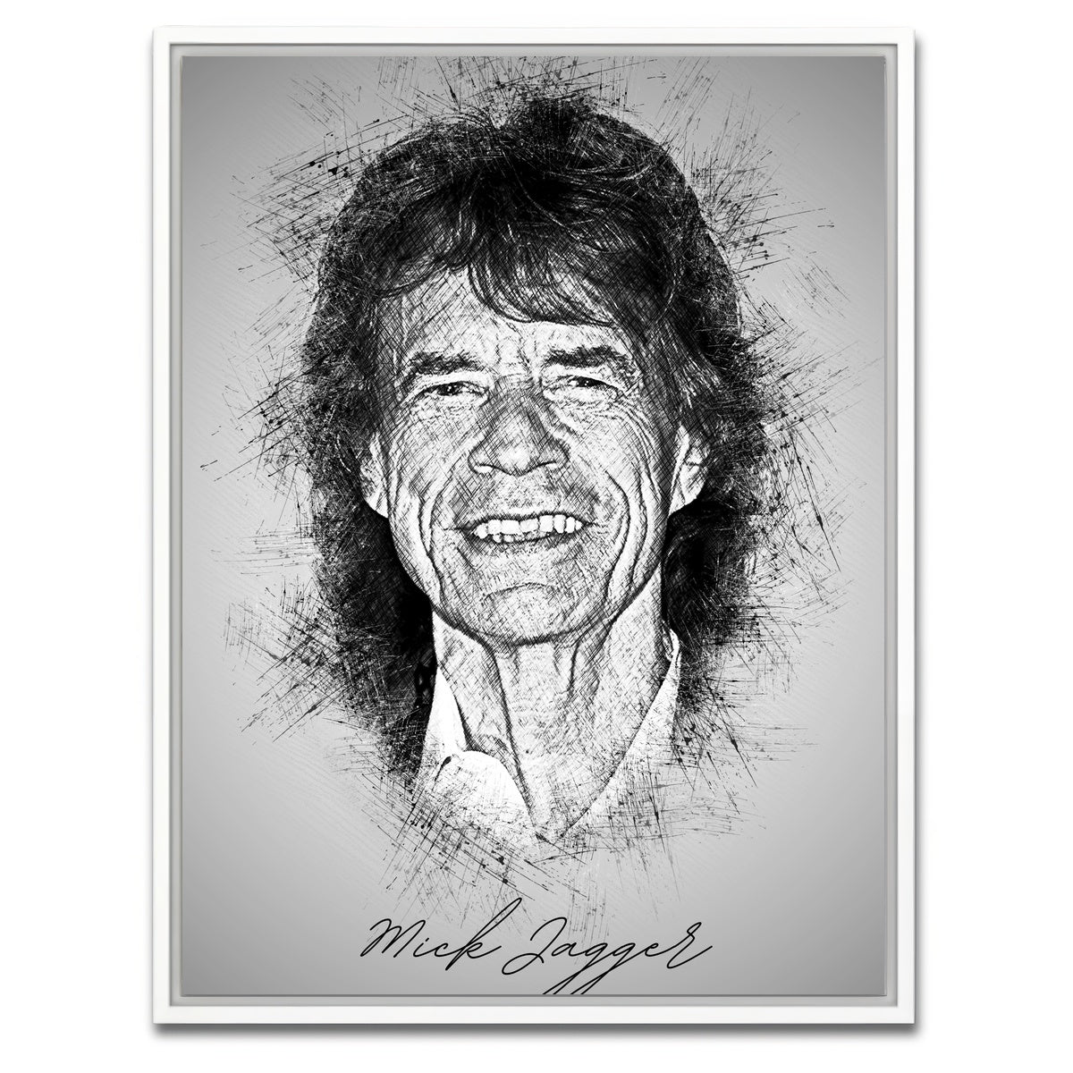 AUTO-MOCKUP WHITE | Mick Jagger | 1 Piece | White Framed Canvas | group=3x4