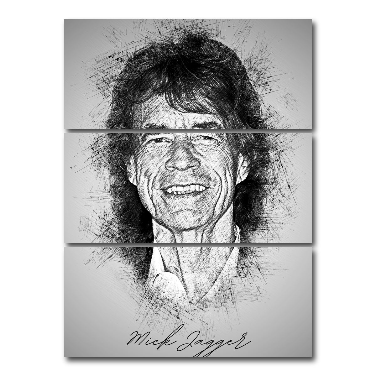 AUTO-MOCKUP WHITE | Mick Jagger | 3 Piece | Gallery Wrap Canvas | group=8x18_stacked