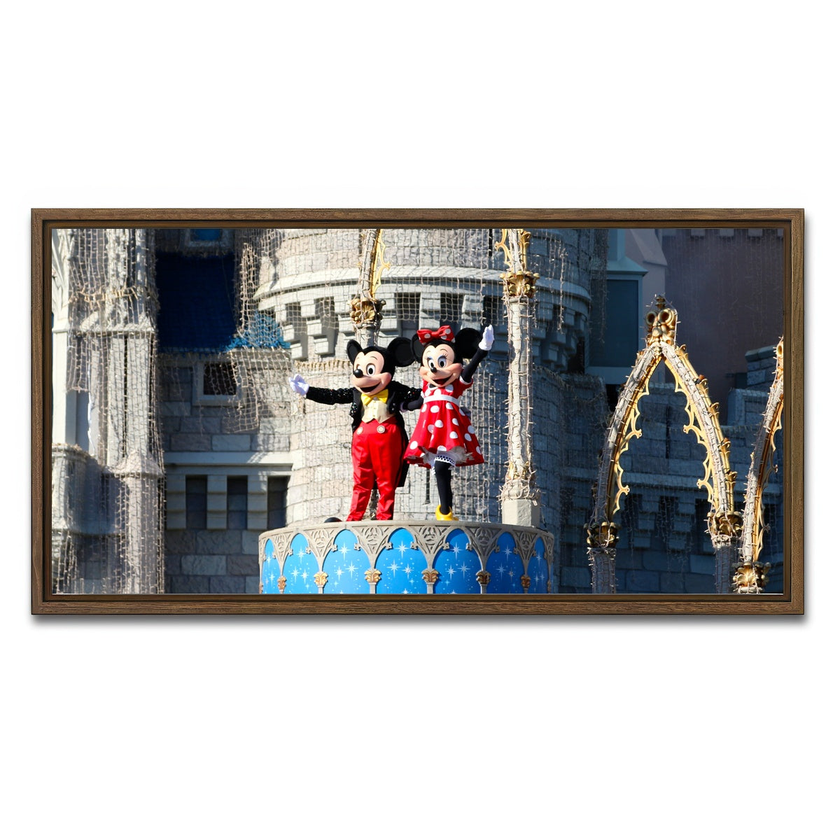 AUTO-MOCKUP WHITE | Mickey & Minnie Disney World | 1 Piece | Walnut Framed Canvas | group=2x1