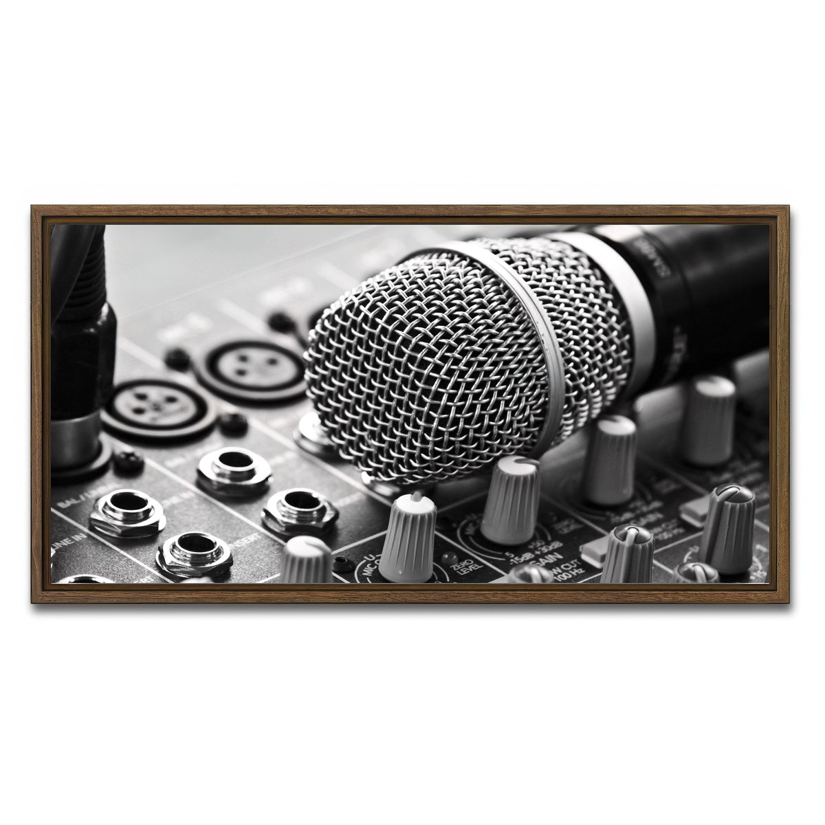 AUTO-MOCKUP WHITE | Microphone Mixer | 1 Piece | Walnut Framed Canvas | group=2x1